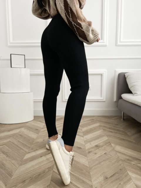 Czarne dopasowane legginsy damskie Nova